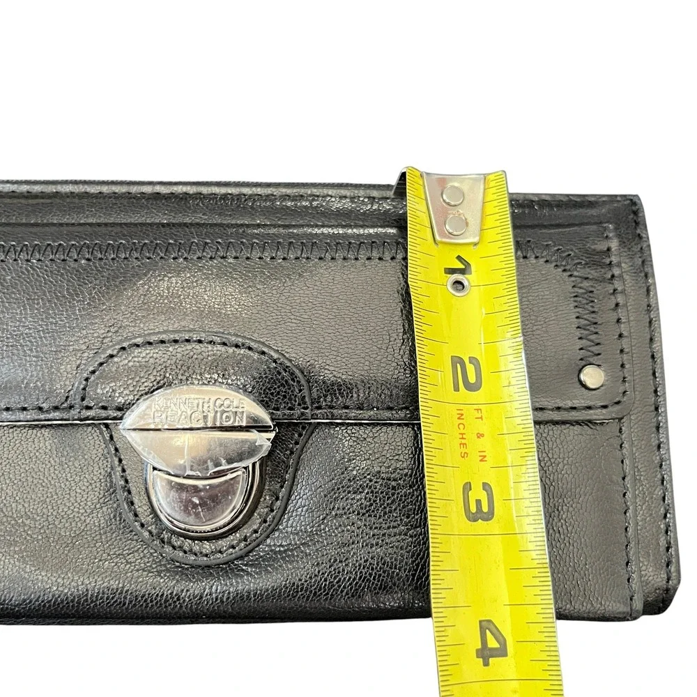 Kenneth Cole Reaction Black Leather Wallet Turn Lock Whipstitch 144542/KD8 NEW